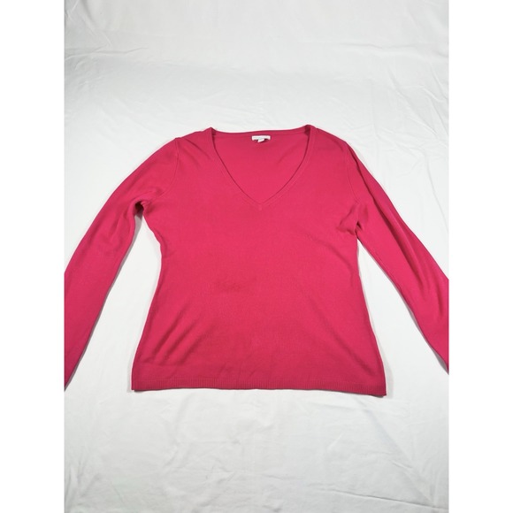 New York & Company Women's V-Neck Sweater XL Red Long Sleeve Knit Pullover - Picture 5 of 5